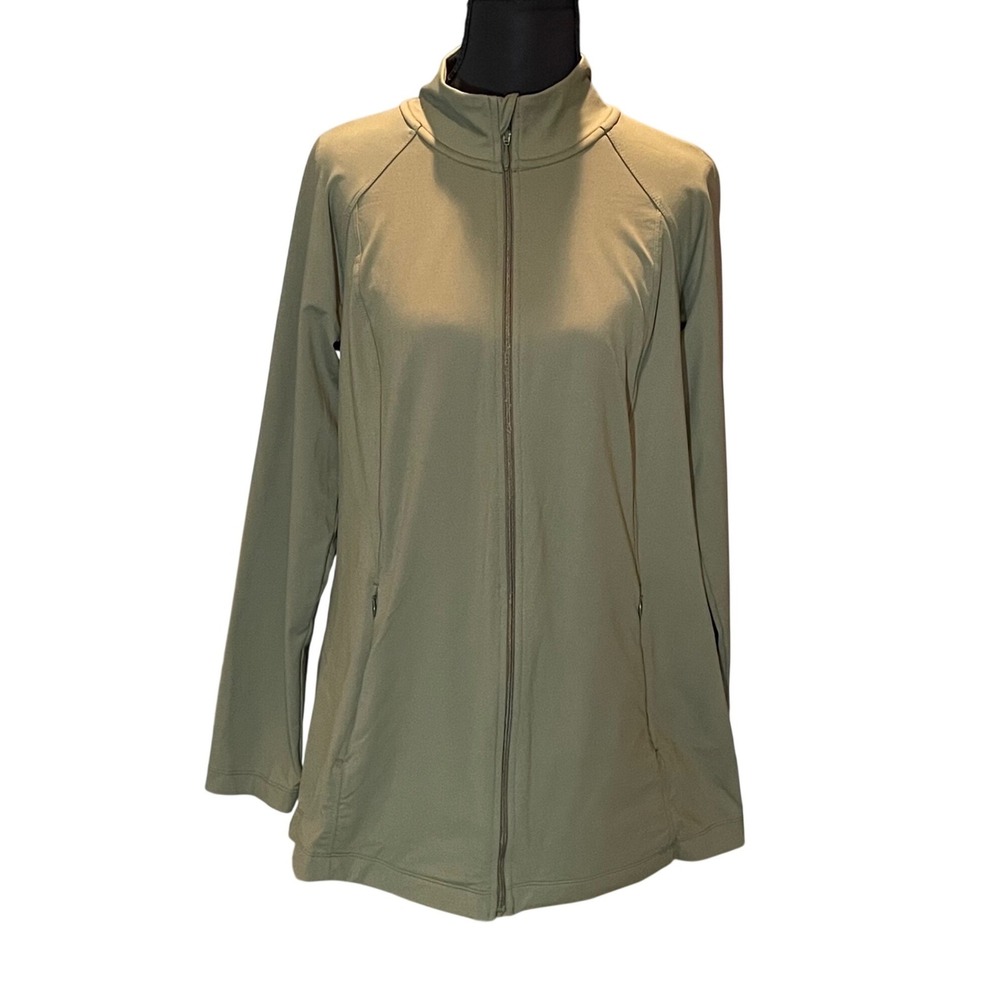 J. Jill Fit Performance Shirttail Jacket Olive Green Full Zip S Clean Girl